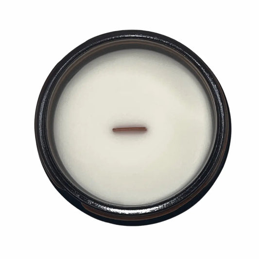 Autumn Glow scented coconut soy candle – warm amber, spice, and fall leaves fragrance in glass jar