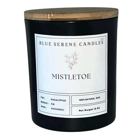 Hand-poured Mistletoe-scented coconut soy candle in glass jar – perfect for Christmas and holiday home décor