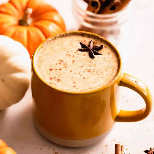Pumpkin Chai candle lifestyle view - Blue Serene Candles