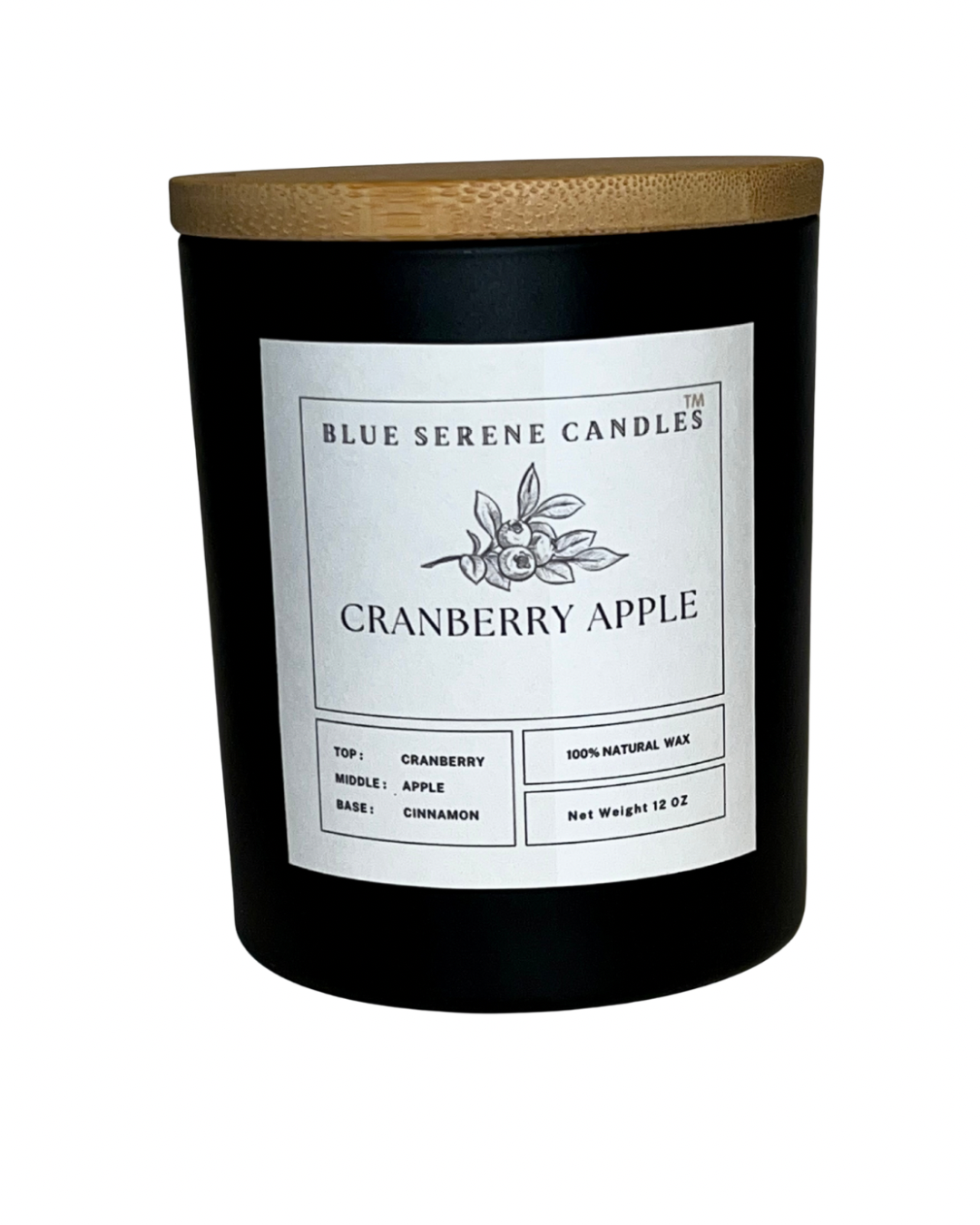 Cranberry Apple fall candle in black jar - Blue Serene Candles