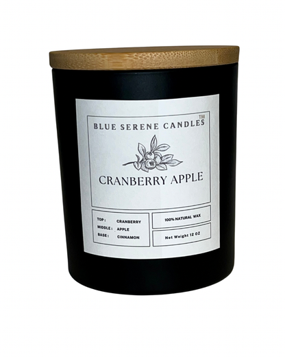 Cranberry Apple fall candle in black jar - Blue Serene Candles