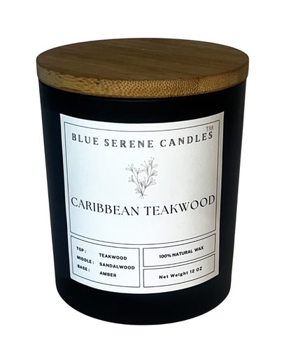 Caribbean Teakwood Candle - Blue Serene Candles