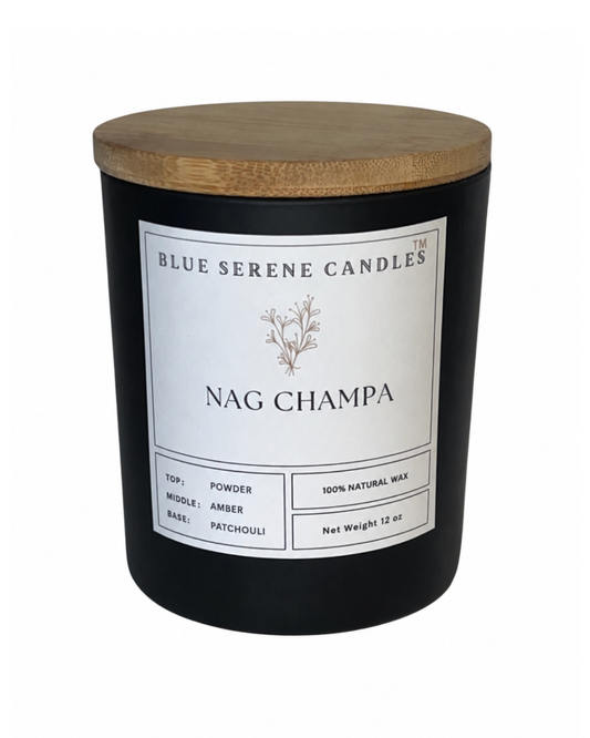 Nag Champa 12 oz earthy coconut-soy candle - Blue Serene Candles