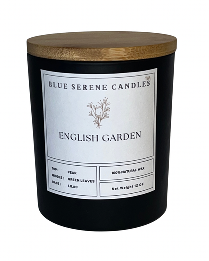 English Garden 12 oz coconut-soy candle - Blue Serene Candles